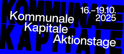 Banner für Kommunale Kapitale, die Aktionstage der Kommunalen Galerien Berlin